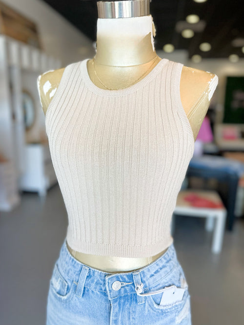 Cropped Basic Knit Top