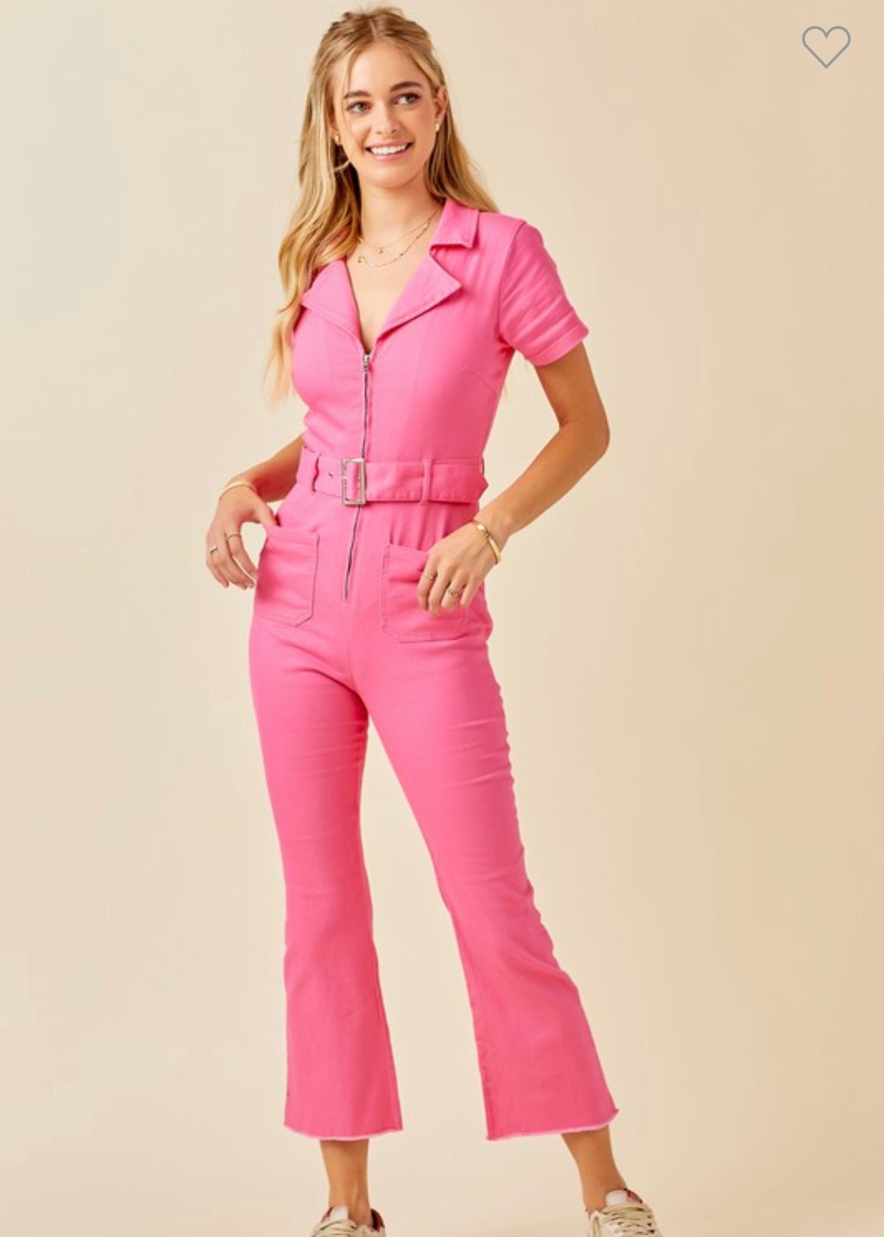 Candy Pink Denim Jumpsuit