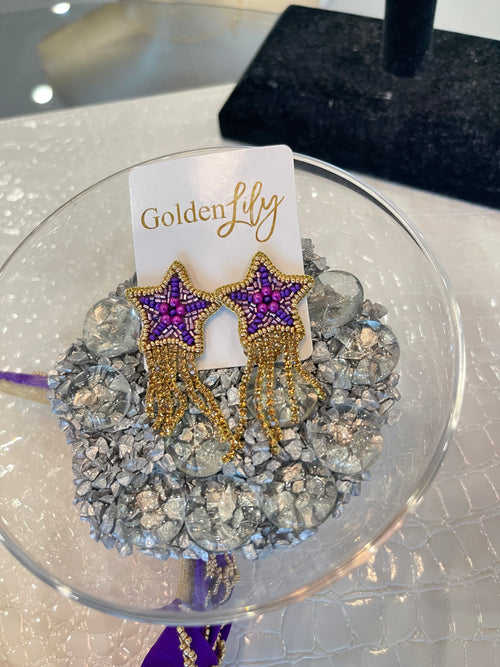 Golden Lily Star Earrings