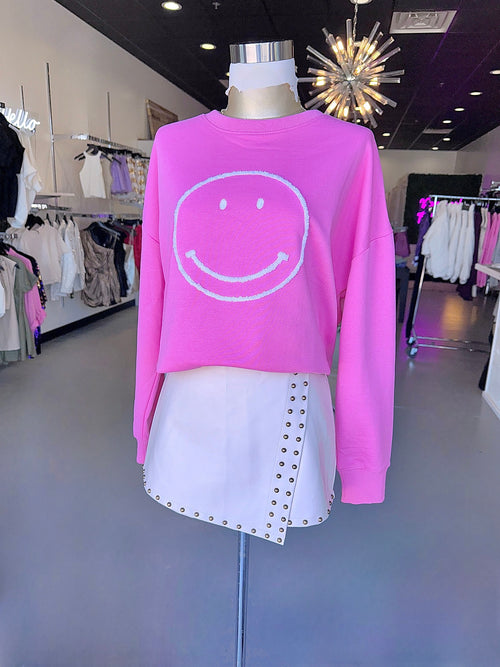 Pink Smiley Face Sweater
