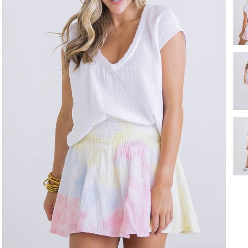 Rainbow Gauze Smocked Skirt