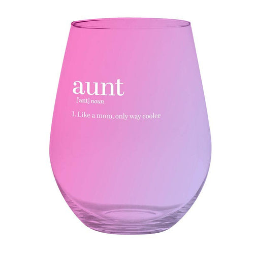 Jumbo Stemless Wine Glass - Aunt