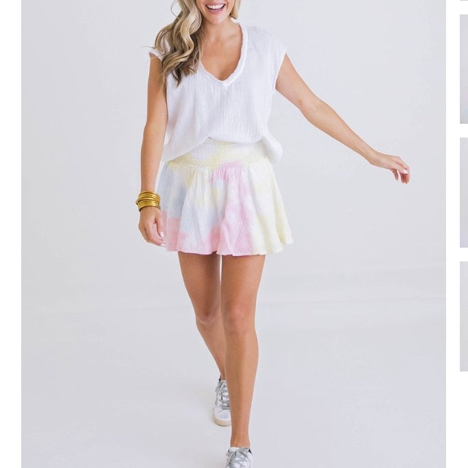 Rainbow Gauze Smocked Skirt