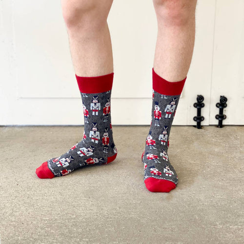Men's Nutcracker Socks   Gray/Red/Navy   One Size