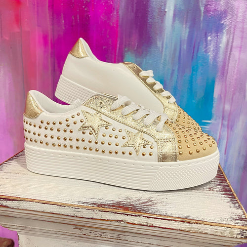Savvy Gold Star Studded Sneakers