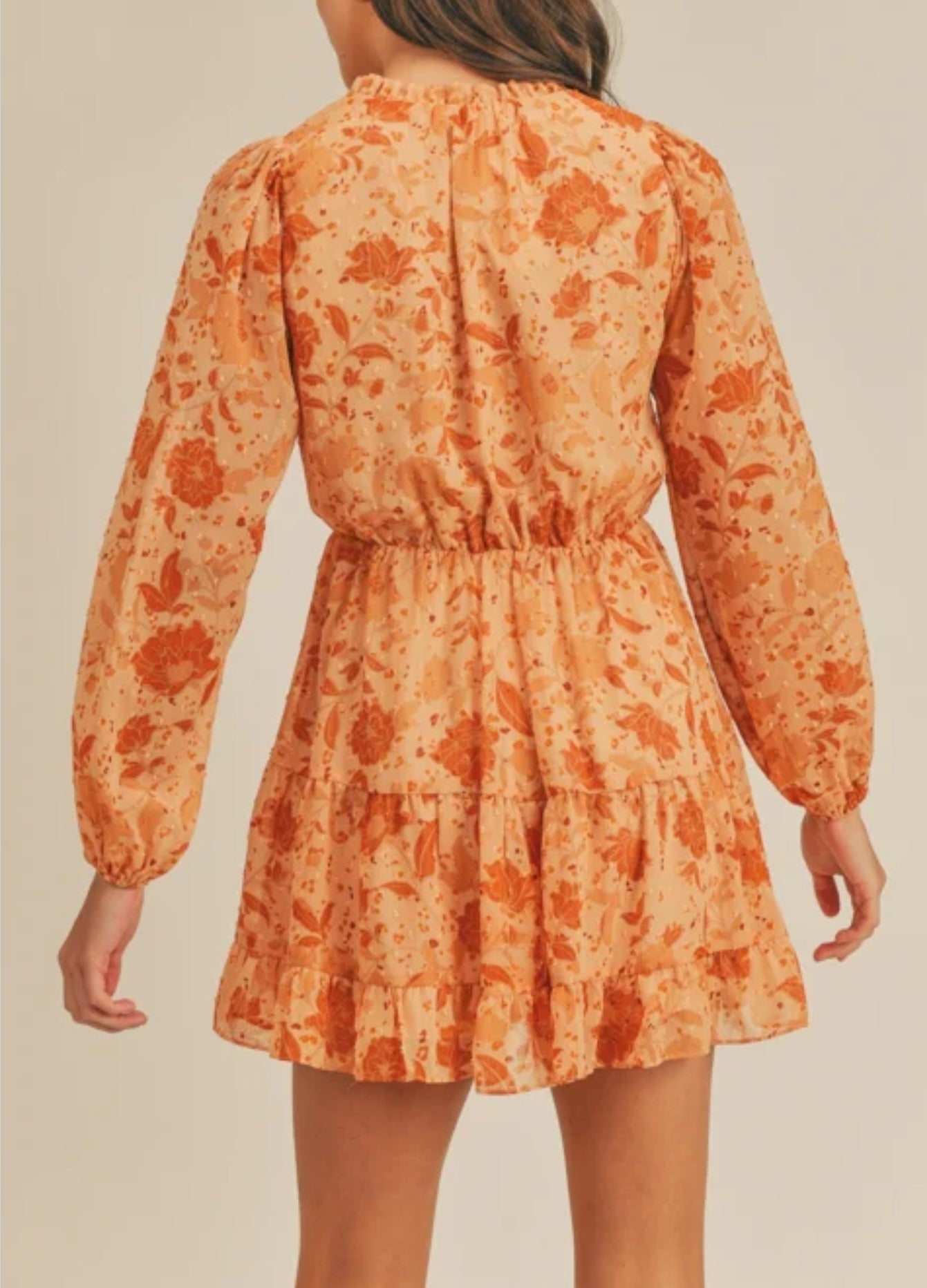 Apricot Taupe Floral Dress