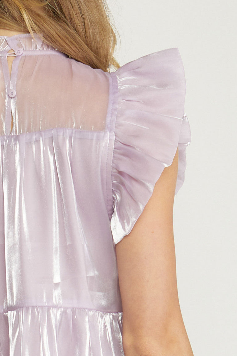 Lilac Iridescent Sheer Panel Dress