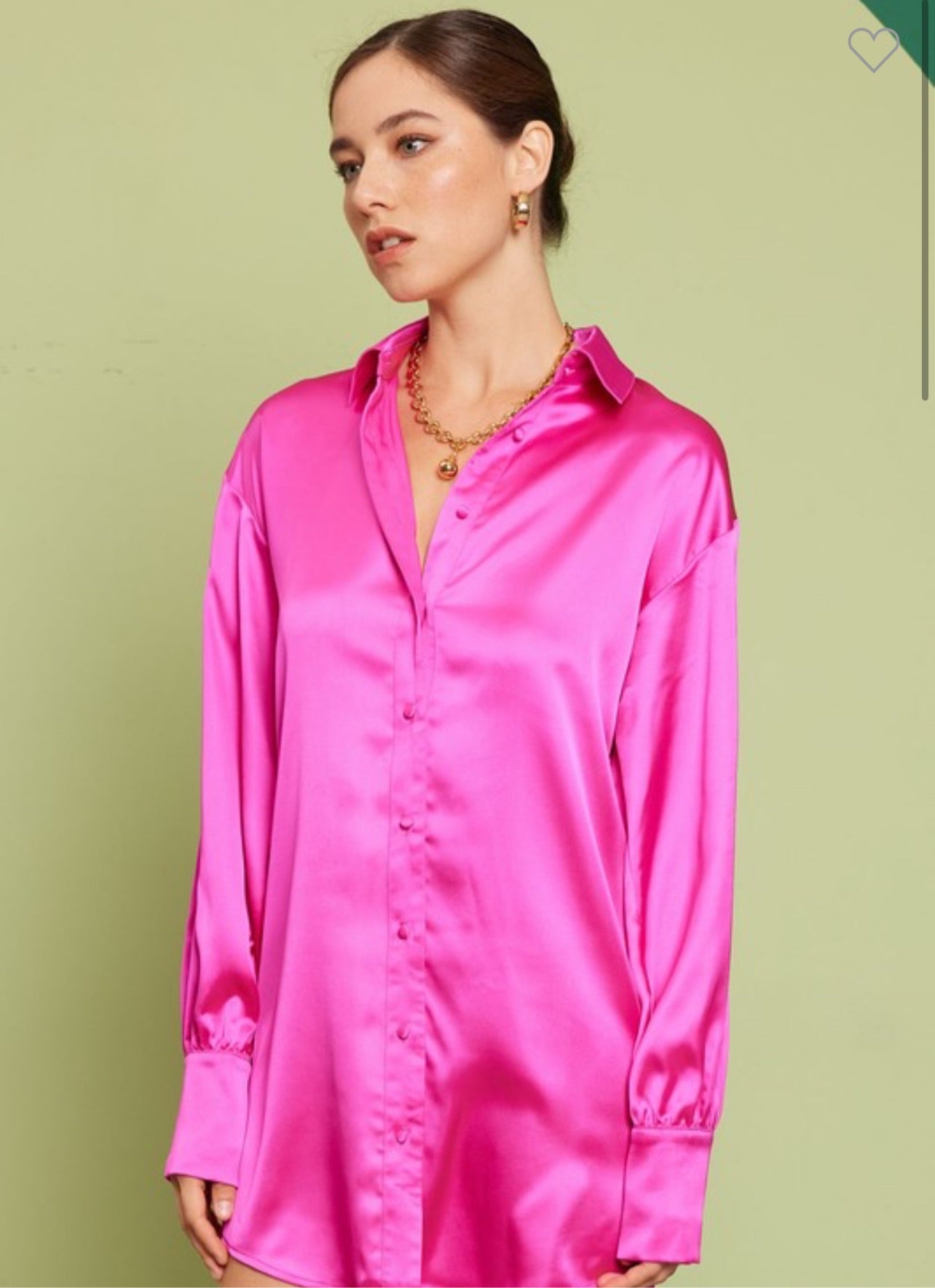 Hot Pink Satin Shirt Mini