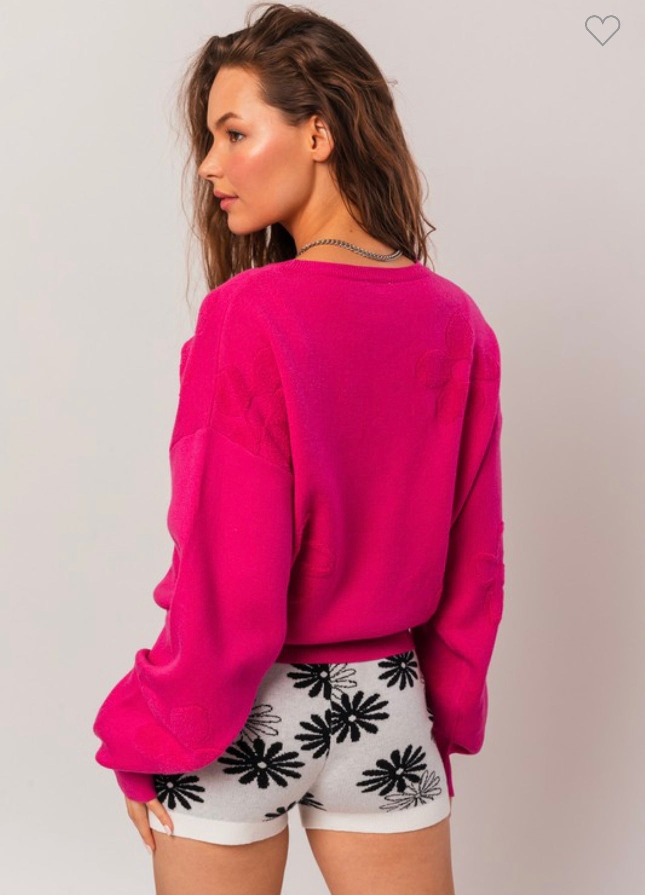 Pink Chenille Embroidery Sweater