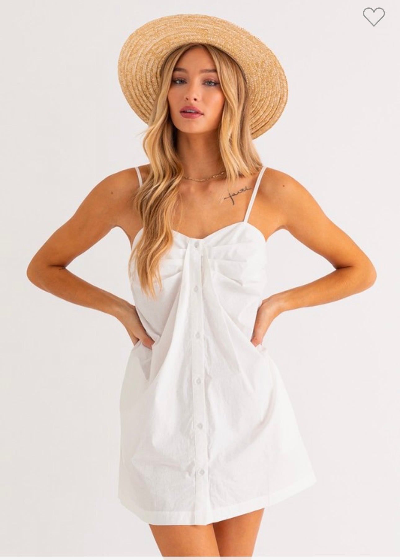 Sleeveless White Shirt Dress