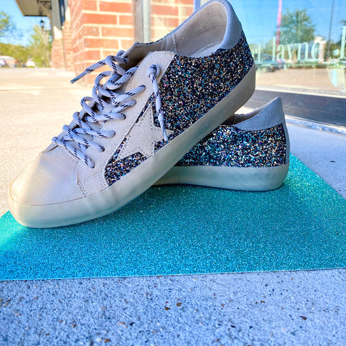 The Perry Pewter Low Top Sparkle Sneakers