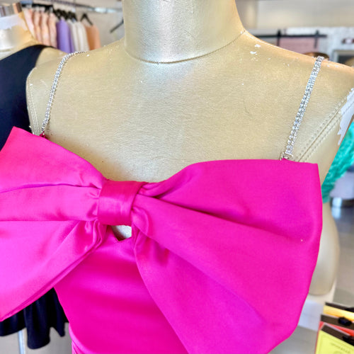 Hot Pink Bow Front Dress