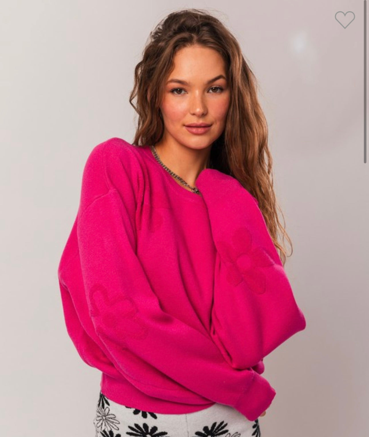 Pink Chenille Embroidery Sweater